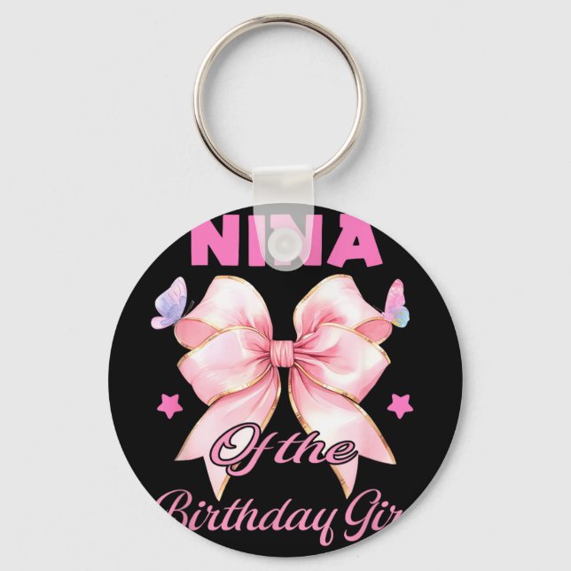 Nina födelsedagsflicka matchande coquette rosa sli nyckelring (Framsida)