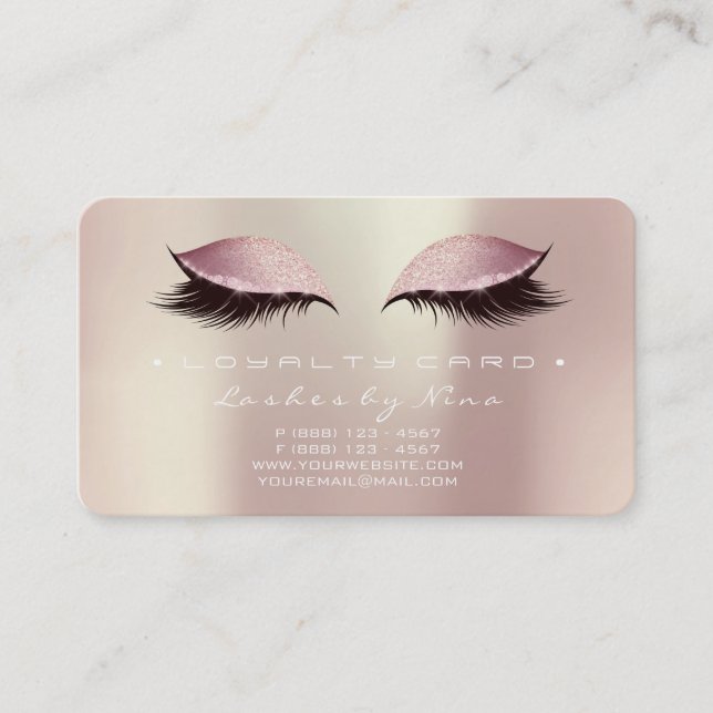 Nina Loyalty Card 6 Beauty Lash Ro Rosa Guld Lojalitetskort (Framsida)