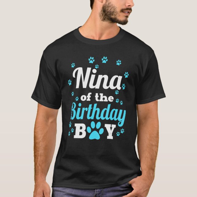 Nina of the Birthday Boy Hund Tass Bday Party Cele T Shirt (Framsida)
