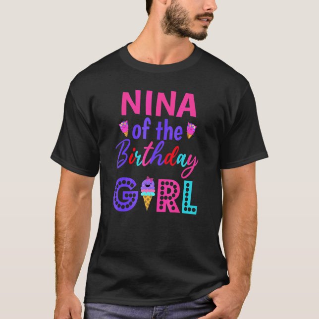 Nina of the Birthday Girl Grandma Ice Cream First T Shirt (Framsida)