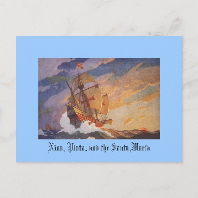 Nina, Pinta och Santa Maria Vykort (Framsida)