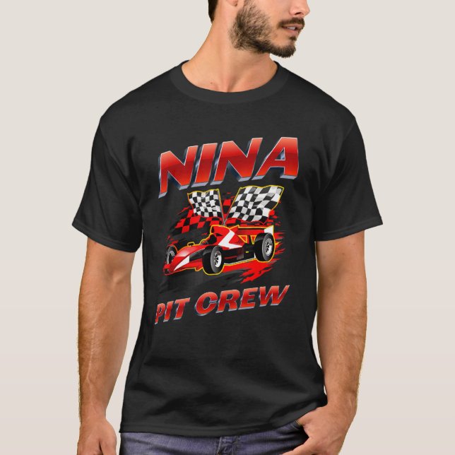 Nina Pit Crew Tävling Födelsedagsfest  Tävla Famil T Shirt (Framsida)