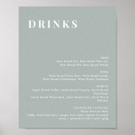 NINA Sage Green Modern Bar Meny Skylt