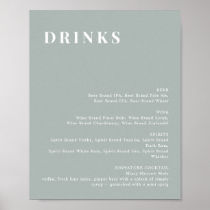 NINA Sage Green Modern Bar Meny Skylt