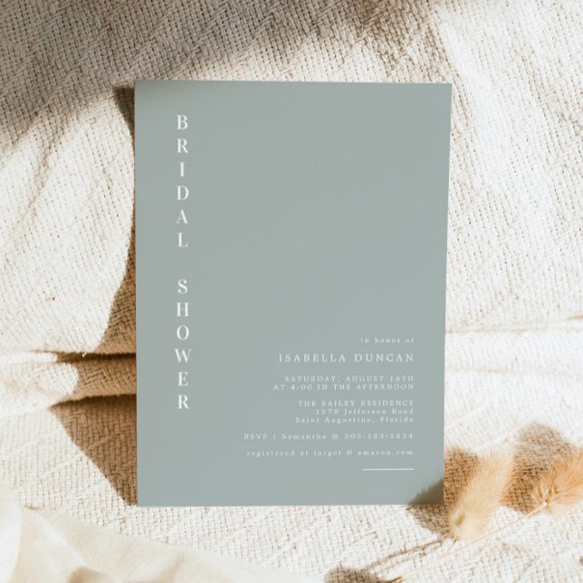 NINA Sage Grönt Bohemian Minimal Möhippa Inbjudningar (Skapare uppladdad)