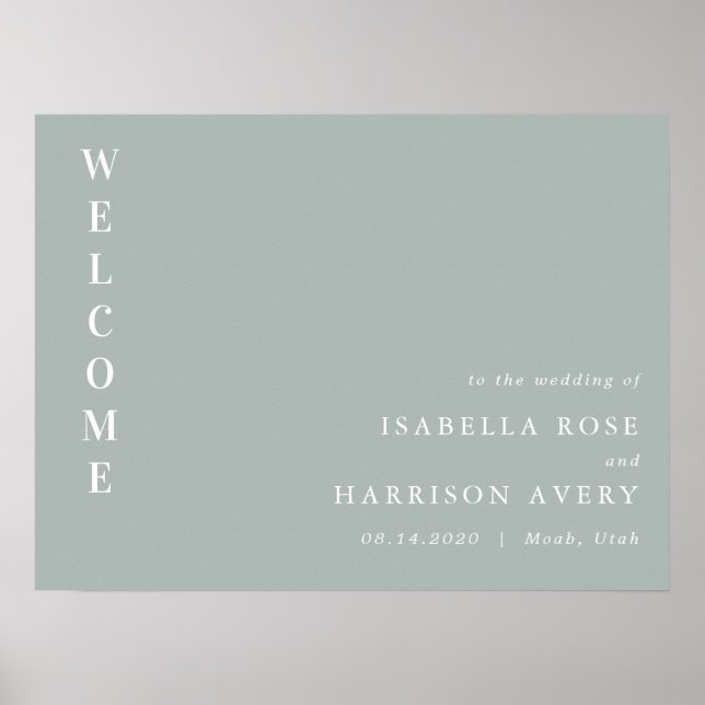 NINA Sage Grönt Bohemian Minimalist Välkomsttecken Poster (Framsidan)