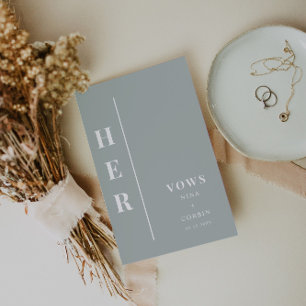 NINA Sage Grönt Boho her Bröllop Vow Bok Card Kort