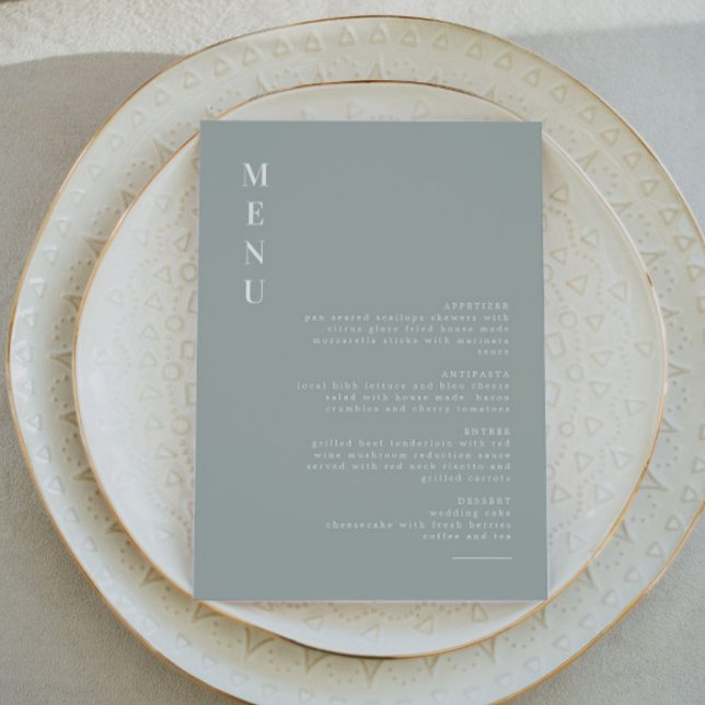 NINA | Sage Grönt Modern Minimalist Boho Menu Inbjudningar (Skapare uppladdad)