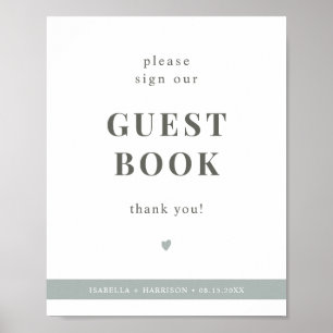 NINA Sage Grönt Skriv under vårt Guestbook-tecken Poster