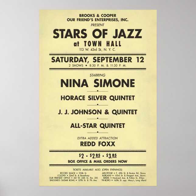 Nina Simone - Horace Silver - J.J. Johnson jazz Poster (Framsidan)