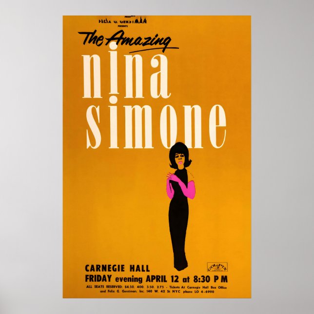 Nina Simone jazzaffisch - På Carnegie Hall - 1963 Poster (Framsidan)