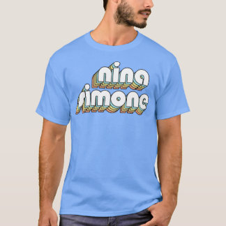 Nina Simone Retro Rainbow Typography Faded Stil T Shirt
