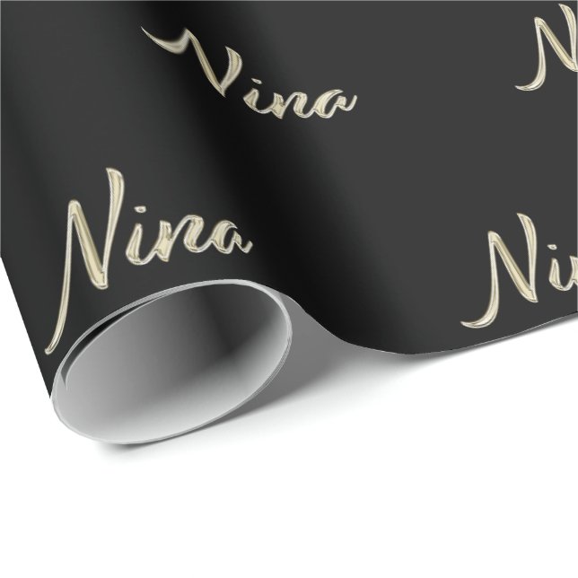 Nina white gold Handwriting Geschenkpapier Presentpapper (Rullad Hörn)