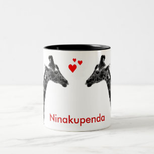 Ninakupenda "älskar jag dig" giraffmuggen Två-Tonad mugg