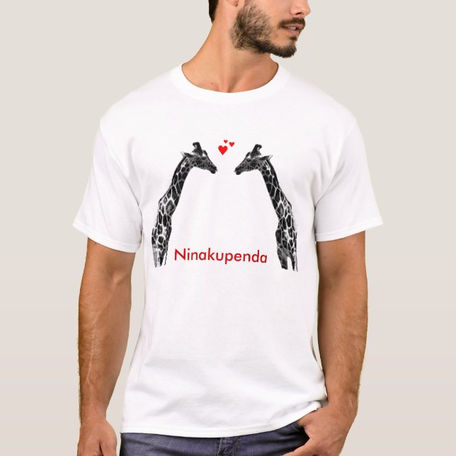 Ninakupenda "älskar jag dig" girafft-skjortan t shirt (Framsida)