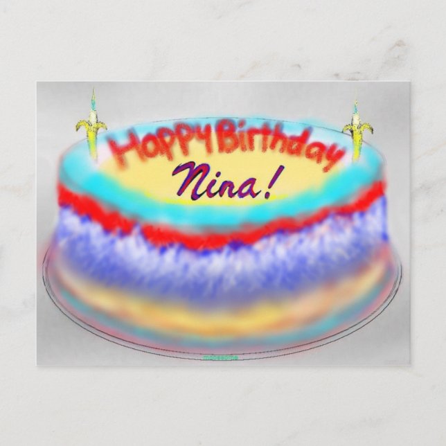 Nina's Birthday Cake Vykort (Framsida)