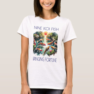 Nine Fortune Koi Women White T Shirt