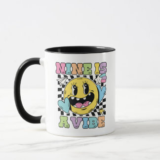 Nine Is A Vibe Retro 9-årsdag Glad Mugg