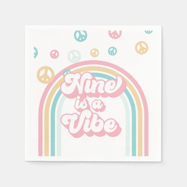 Nine is a Vibe Retro sommarregnbåge Pappersservett (Framsidan)
