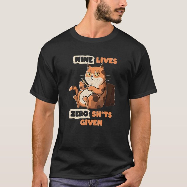 NINE LIVES Cat Kitten T Shirt (Framsida)