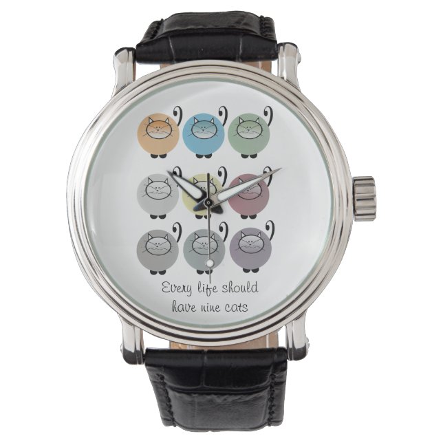 Nine Lives Cat Quote Watch Armbandsur (Framsida)