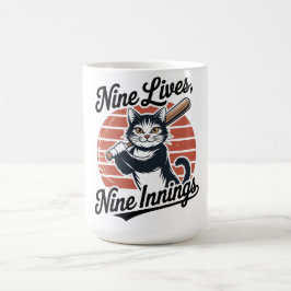 Nine Lives Nine Innings Baseball Cat  Kaffemugg
