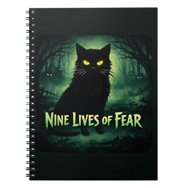 Nine Lives of Fear – Svart Katt  Anteckningsbok (Framsidan)