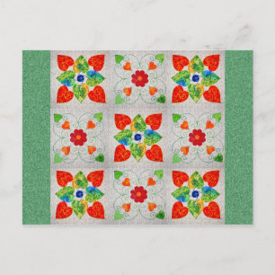 Nine Patch Heart Quilt Vykort