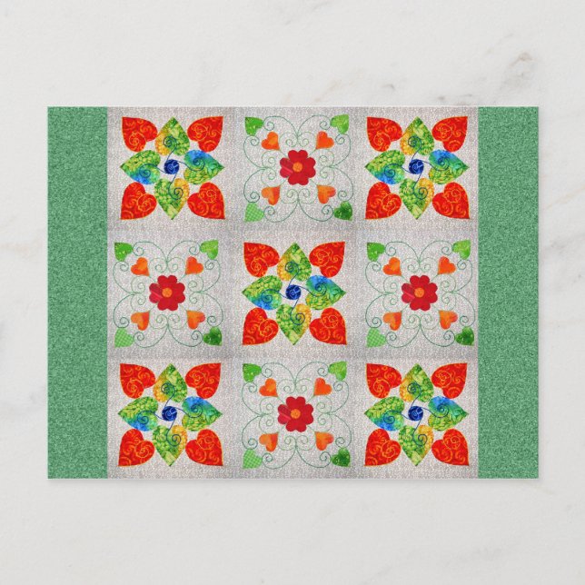 Nine Patch Heart Quilt Vykort (Framsida)