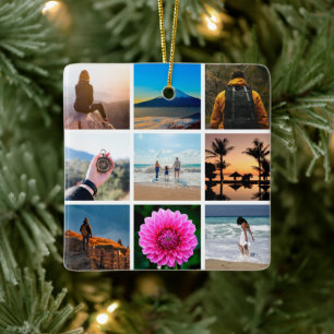 Nine Photo Bild Collage Anpassade Julgransprydnad Keramik
