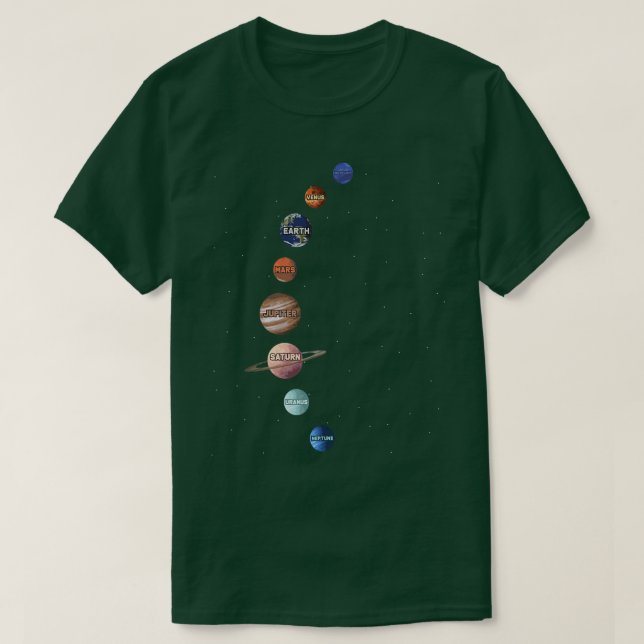 Nine Planets Science Outer Space Science Fan Premi T Shirt (Design framsida)