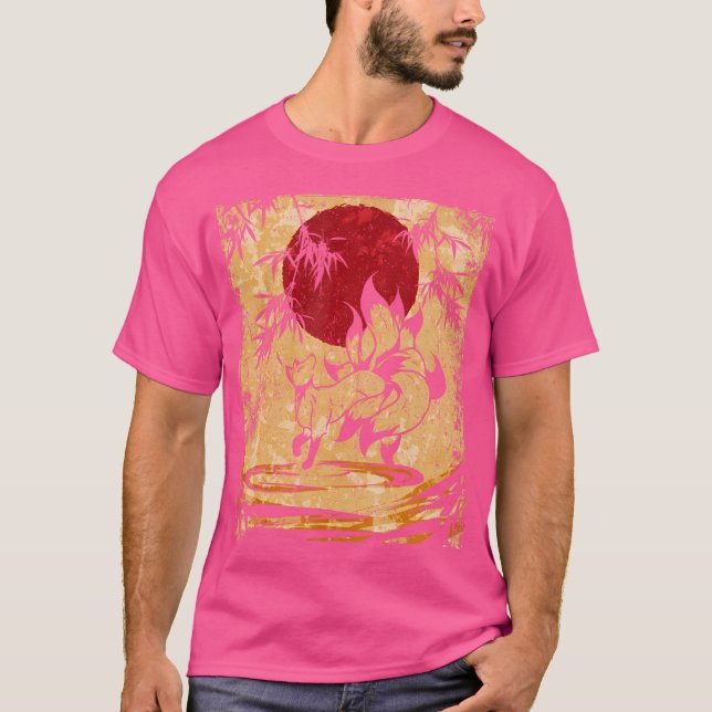 Nine Tailed Fox japansk Art T Shirt (Framsida)
