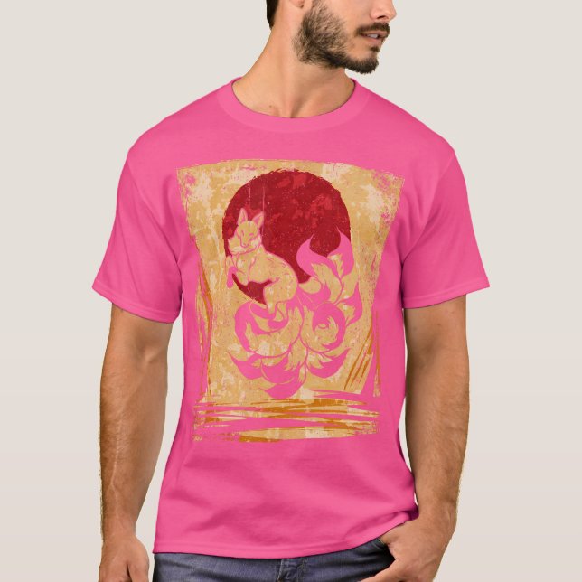 Nine Tailed Fox japansk Art T Shirt (Framsida)