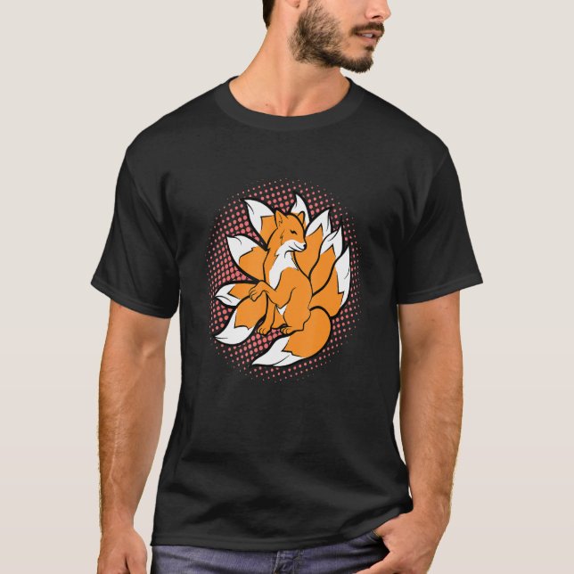 Nine Tailune japanska fox Kami Inari för Gi T Shirt (Framsida)