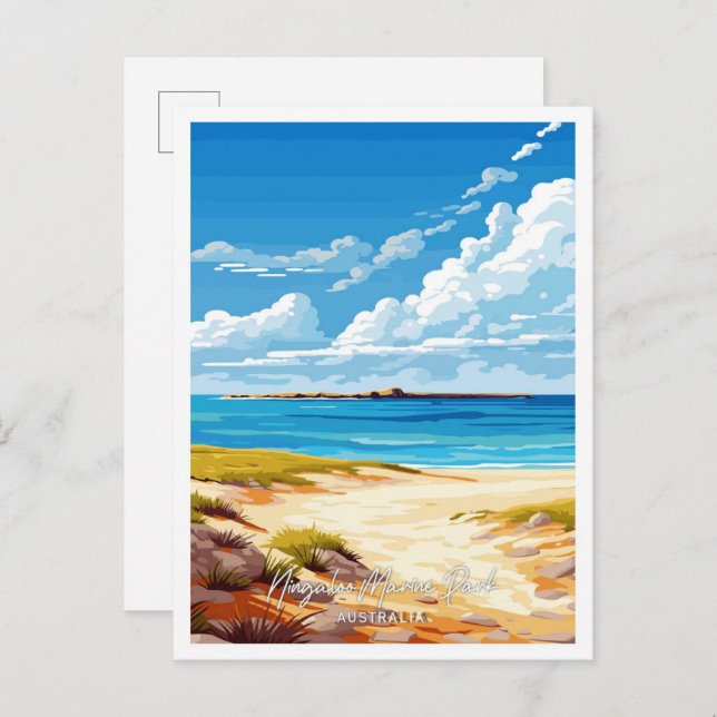 Ningaloo Marine Park Australia Travel illustration Vykort (Fram/baksida)