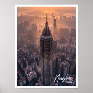 Ningbo China Art Trage berömd ställe Poster