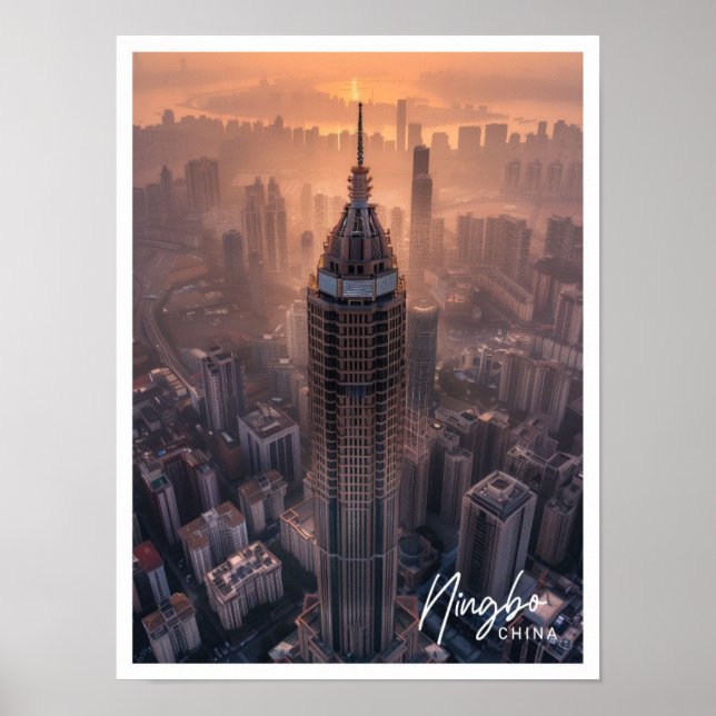Ningbo China Art Trage berömd ställe Poster (Framsidan)