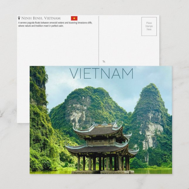 Ninh Binh, Vietnam Resebrevkort Vykort (Fram/baksida)
