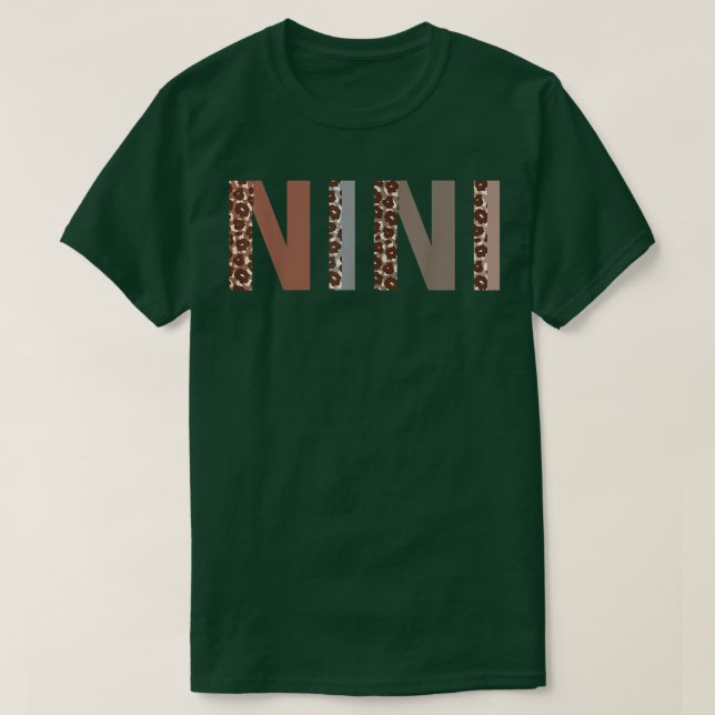 Nini Leopard Print Mamma Cute Mors dag Funny Gran T Shirt (Design framsida)