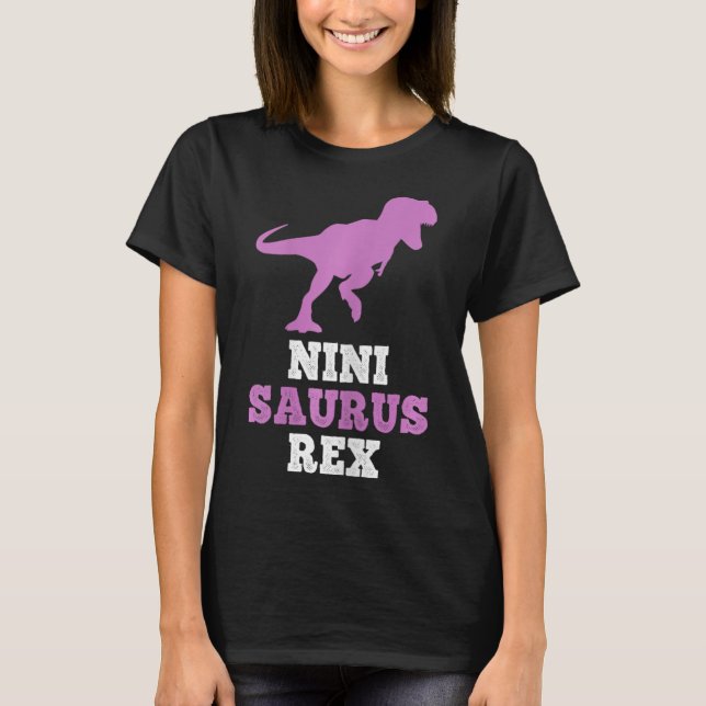 Nini-saurus Rex Dino Dinosaurie Ninisaurus Rolig  T Shirt (Framsida)