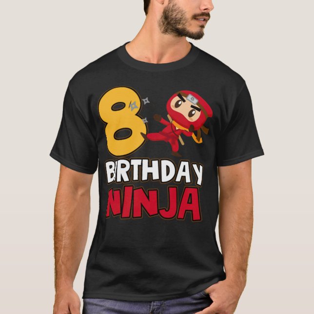 Ninja 8th Ninja tårastronaut födelsedag  T Shirt (Framsida)