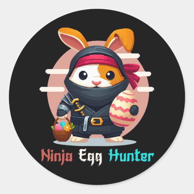 Ninja äggjägare runt klistermärke (Framsida)