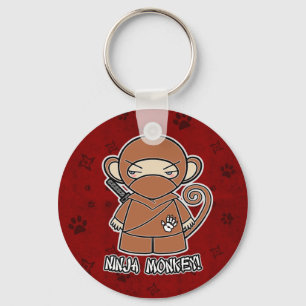 Ninja apa! I röda Keychain Nyckelring