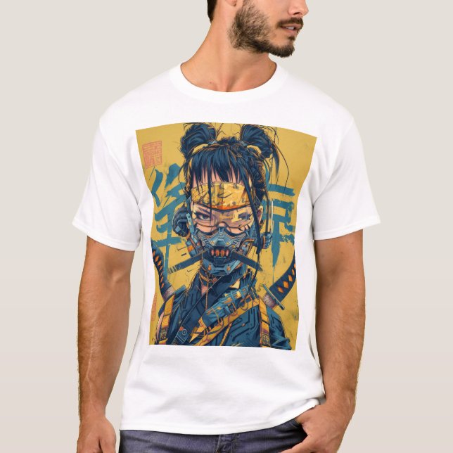 Ninja Asian Graphic Novel Illustration T-Shirt (Framsida)