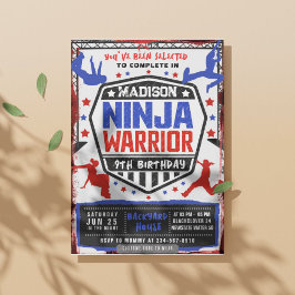 Ninja Athletic Warrior Födelsedagsfest inbjudan