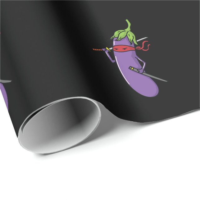 Ninja Aubergine mit Schwert Presentpapper (Rullad Hörn)