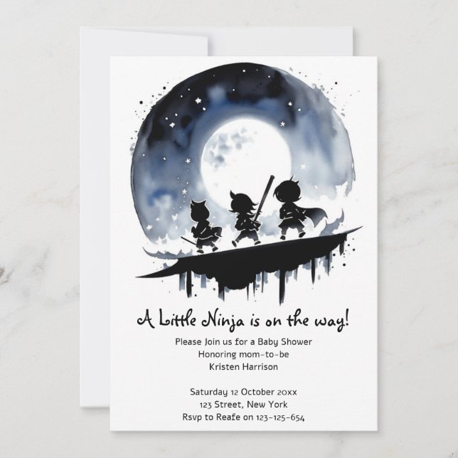 Ninja Baby Shower Inbjudningar (Framsida)