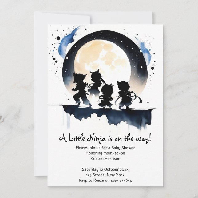 Ninja Baby Shower Inbjudningar (Framsida)