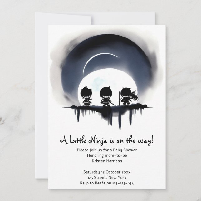 Ninja Baby Shower Inbjudningar (Framsida)