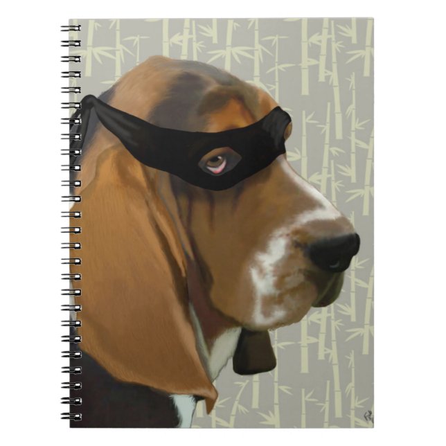 Ninja Basset Hound Hund Anteckningsbok (Framsidan)